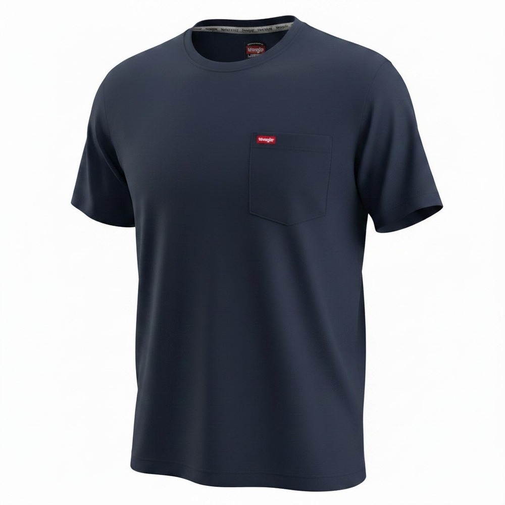 Wrangler Workwear Pocket T-Shirt Performance Recycled Polyester Navy Blue Large